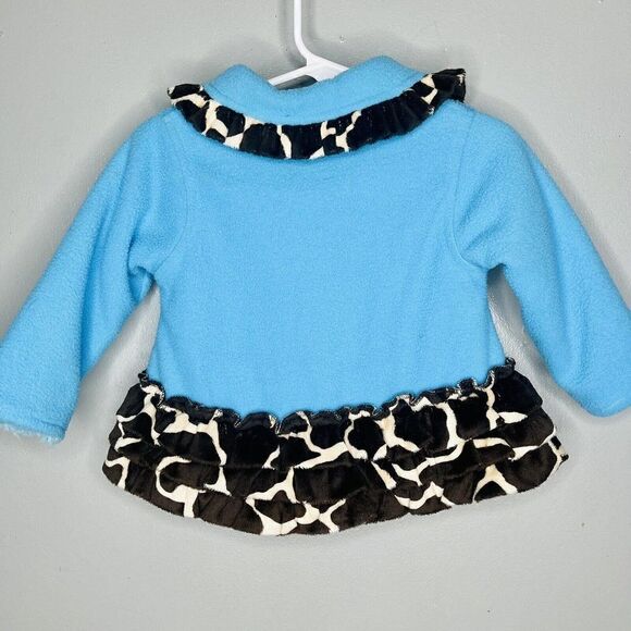 Mud Pie girls blue brown animal print fleece jacket 12-18 months - Picture 3 of 6